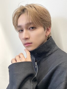 サンクマーケット 渋谷(cinq MARKET) メンズミルクティーベージュコンマヘアアッシュグレージュカラー