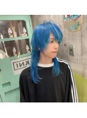 ミルクティーブロンドニュアンスウルフワンホンレイヤー渋谷