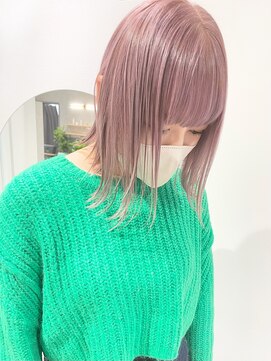 ラミエバイメルト 下北沢(lamie by melt) 毛利/ペールピンクベージュケアブリーチカラー小顔前下がりボブ