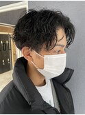 センターパート×ニュアンスパーマ