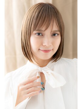 カバーヘア ブリス 戸田公園西口店(COVER HAIR bliss) 艶カラー前下がり切りっぱなしぱっつんボブY戸田公園30代40代