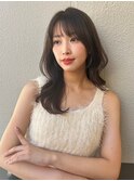 小顔薄めバングシアーカラーレイヤーナチュラルカール前髪美髪