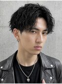 シャドウパーマセンターパートニュアンスパーマ縦落ちツイスト