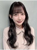 (韓国風/ウェーブ巻き/ロングヘア/前髪/サイドバング/小顔)