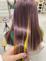 ヘアー アレス(hair ales) ダブルカラー　ポイントエクステ　原色エクステ　パープルカラー