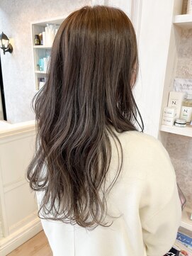 キャアリー(Caary) 福山人気caaryハイライト透明感アッシュグレージュ巻き髪ロング