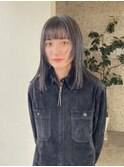 ミディアム顔周りウルフ/アッシュブラック/20代30代40代