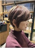 ショートマッシュくびレイヤー髪質改善　斜めバンク小顔ショート