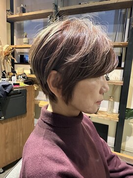 ワ ヘアー(wa-hair) ショートマッシュくびレイヤー髪質改善　斜めバンク小顔ショート