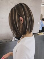 ウル 岡山駅店(ULu.)&nbsp;透け感アッシュブラウン×コントラストハイライト　岡山髪質改善