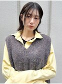 オリーブグレー/小顔/ショートボブ/ココアベージュ/前髪
