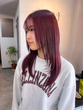 ナジック(749) ハーフブリーチでつくる大人ワインレッド×レイヤーカット♪