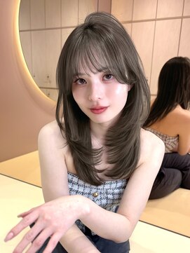 グロー 大宮(GLROW) ブリーチなしダブルカラー　オリーブベージュ　顔周りカット