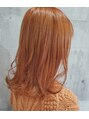 リティアンドビューティースタジオモッズシブヤ(LITTY&beauty studio M.O.D shibuya)&nbsp;全体ブリーチでナチュラルなオレンジブラウン