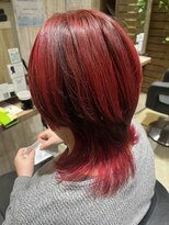 ヘアサロン フラット(hair salon flat) 大人可愛いショートウルフレイヤーカットチェリーレッドカラー