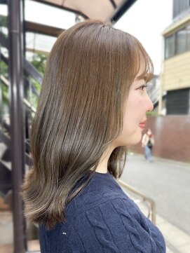 ラレイ ハラジュク(Lalei harajuku) 【白石】ブリーチなしオリーブベージュ赤み消しカラー原宿