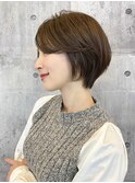 20代30代ミニボブココアブラウン小顔美肌ストレート丸み