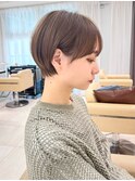 前髪あり耳掛け丸みくびれ大人ショートボブ20代30代40代50代＊