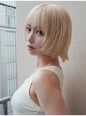 ボブブロンドホワイトベージュ顔周りレイヤー_F31200