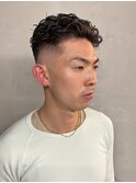 スキンフェードオールバックパーマ y