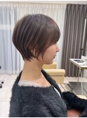 前髪あり耳掛け丸みくびれショートボブ20代30代40代50代（蘭）