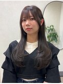 小顔薄めバング美髪ロングレイヤーカット