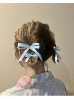 パッション 長町南店(PASSION)&nbsp;浴衣お祭りボブお団子ツインアレンジ