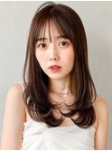 くびれヘア夏ハイライトカラーアプリコットオレンジ