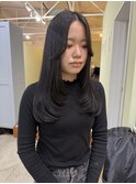 ロング×レイヤーカット×グレージュ