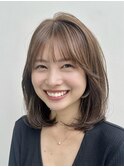 韓国風レイヤーボブ顔まわりカットオリーブベージュカラー