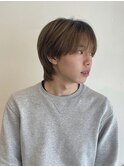 韓国風センターパートシースルーバングメンズ透明感カラー