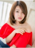 mod's天神/小顔斜めバング前下がり姫カットレイヤーミディアムa