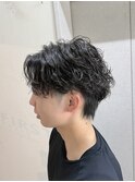 シャドウパーマ　メンズサロン　マッシュ　カット　韓国ヘア