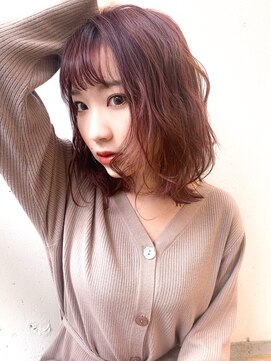 ヘアーワークス ヘルム 渋谷店(HAIR WORKS HELM) [HELM渋谷］ボルドーカラー×レイヤーミディアム３