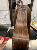 黒髪ロングストレートグレーベージュエギョモリオン眉ショート