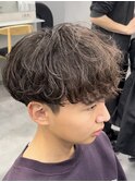 渋谷メンズマッシュウルフカット緩め波巻きパーマシャドウパーマ