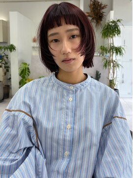 スリー スタンド(THREE STAND) 大人可愛いワイドバング/ワインレッド/ボブレイヤー/ボブウルフ