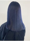 ブルーブラック　透明感カラー　艶髪　ハイライト　