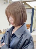 ブリーチダブルカラーショートボブ縮毛矯正ストレートパーマ前髪