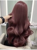 93. 卵型/ローズブラウン/ウェーブ/艶感/ブリーチ