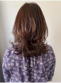 レイヤー ウルフレイヤー くびれミディアム ワインレッド
