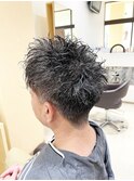 メンズツーブロックショートツイストパーマ