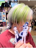 シルバー×ライトグリーン×ネイビー ミックスカラーウルフ