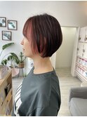 インナーピンク/イヤリングカラー/ショートボブ/ピンクカラー
