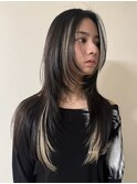 ハッシュカットレイヤーカットインナーカラーハイライトカラー