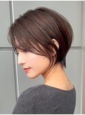 表参道白髪ぼかしハイライトウルフショートヘアグレージュ40代