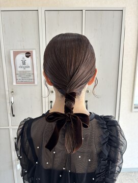 ジェリカヘアー サンフラワー通り(Jlica hair) ベロアリボン×タイトアレンジのお呼ばれヘア
