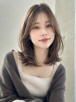 ノア 三宮店(NOA)&nbsp;【NOA】韓国風くびれミディ×顔まわりレイヤー透明感ブラウン