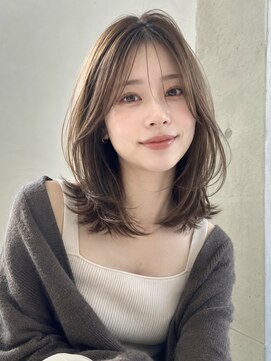 ノア 三宮店(NOA) 【NOA】韓国風くびれミディ×顔まわりレイヤー透明感ブラウン
