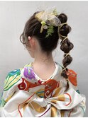 成人式ヘア卒業式ヘア紐アレンジ水引き金箔ラメ  K0906